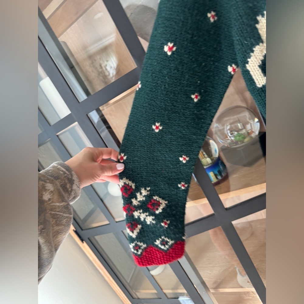 Vintage Ralph Lauren Hand Knit Wool Fur Collar Reindeer Christmas Sweater zipup - Picture 14 of 14